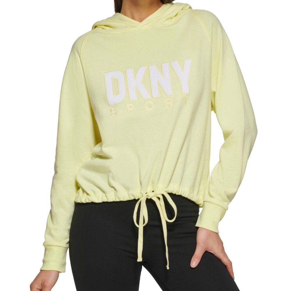 NWoT DKNY Sport Women's Drawstring Hem Pullover Hoodie Yellow Size XS $60 6C088